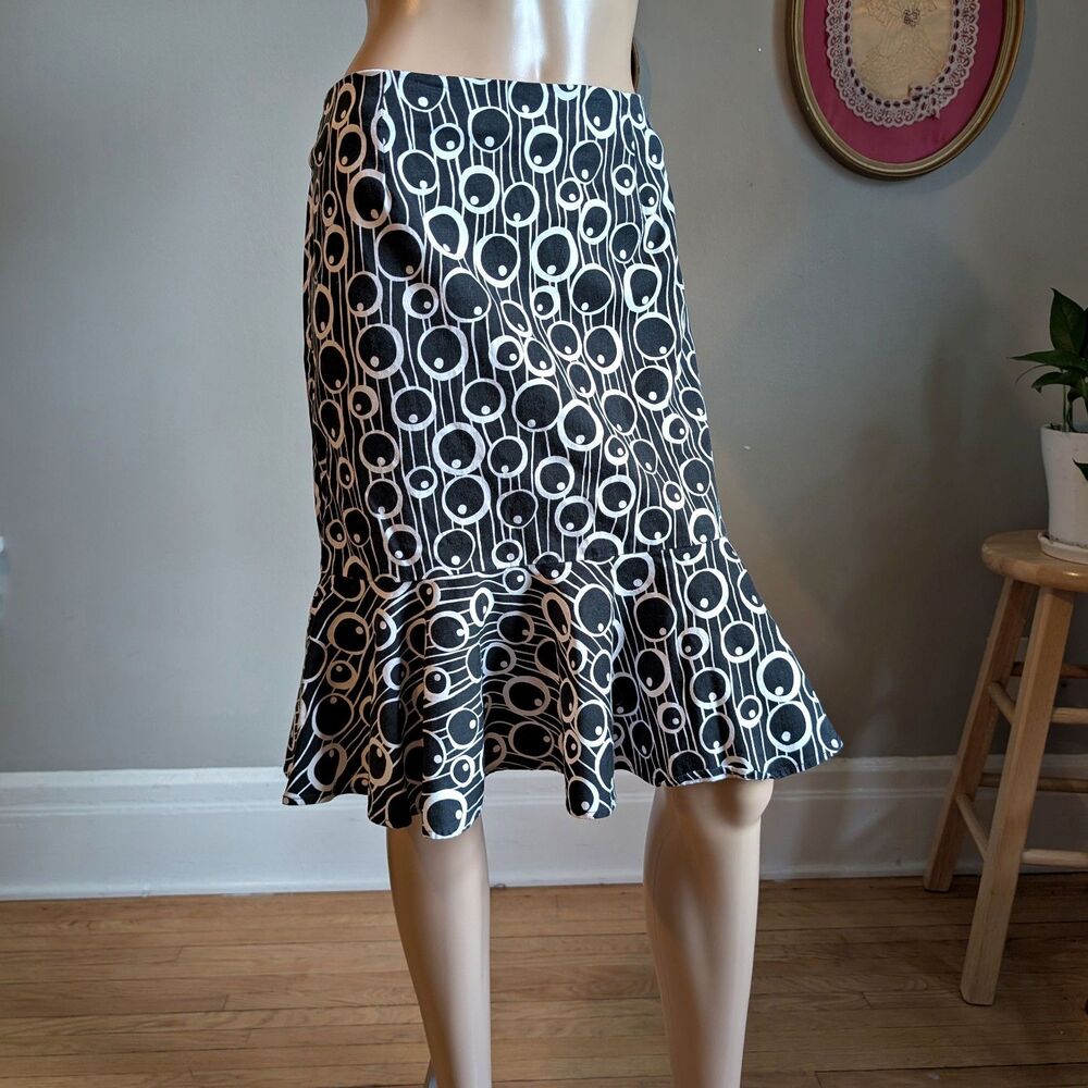 Vintage Y2K Sara Jane Graphic Print Mini Skirt Polka Dot Eyeball Surreal Size 6